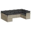 vidaXL Set muebles jard&iacute;n 9 pzas y cojines rat&aacute;n sint&eacute;tico gris claro