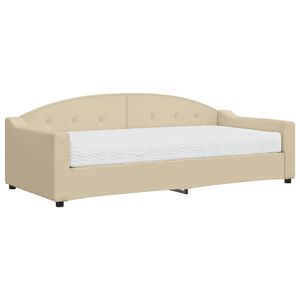 vidaXL Sof&aacute; cama con colch&oacute;n tela crema 90x200 cm