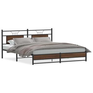 vidaXL Estructura de cama sin colch&oacute;n metal roble marr&oacute;n 180x200 cm