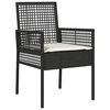 vidaXL Conjunto de Comedor de Jard&iacute;n 3 pcs Negro rat&aacute;n sint&eacute;tico