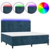 vidaXL Cama box spring colch&oacute;n y LED terciopelo azul oscuro 200x200 cm