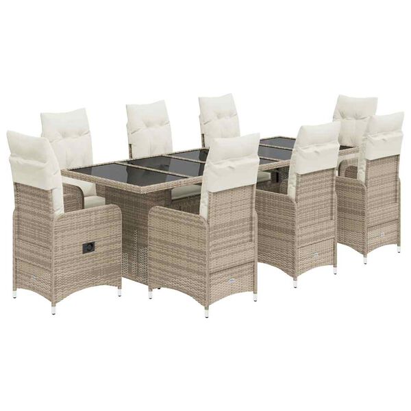 vidaXL Set de mesa y sillas de jard&iacute;n 5 pzas y cojines rat&aacute;n PE beige