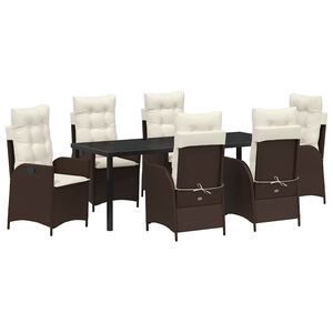 vidaXL Conjunto de Comedor de Jard&iacute;n 7 pcs Marr&oacute;n rat&aacute;n sint&eacute;tico