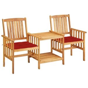 vidaXL Sillas y mesita de jard&iacute;n con cojines madera maciza acacia
