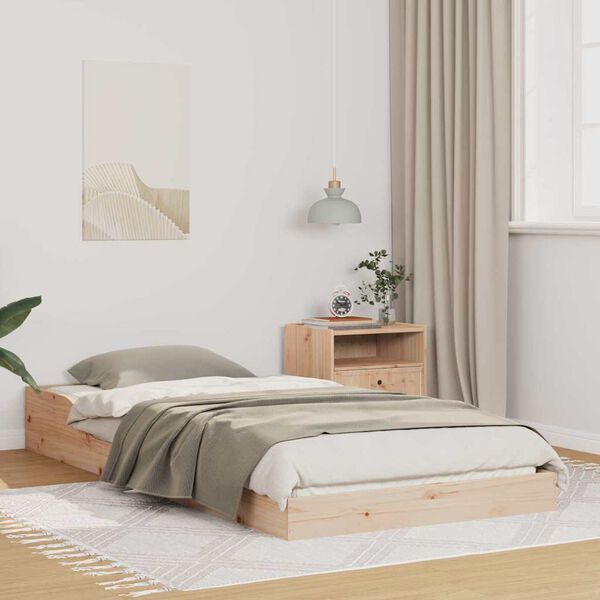 vidaXL Estructura de cama Marrón 90 x 220 cm Madera de pino macizo
