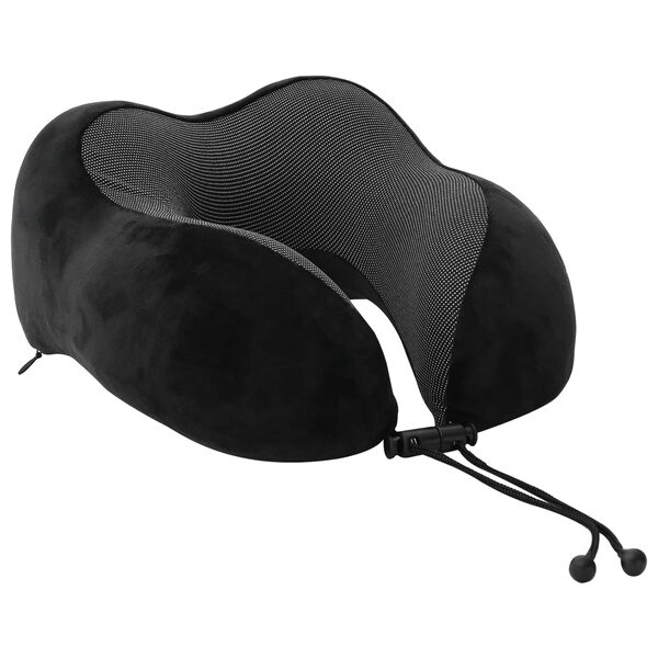 vidaXL Almohada de viaje para el cuello Negro 27 x 26 x 14 cm