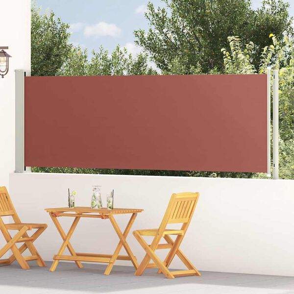 vidaXL Toldo lateral retr&aacute;ctil de jard&iacute;n marr&oacute;n 117x600 cm