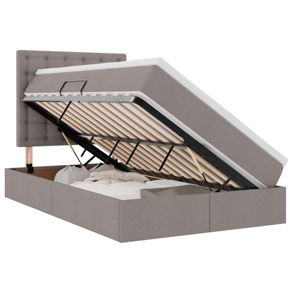 vidaXL Cama con almacenamiento y colch&oacute;n Taup&eacute; 120 x 190 cm tela