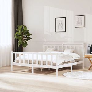 vidaXL Estructura cama de madera maciza blanca super king 180x200 cm