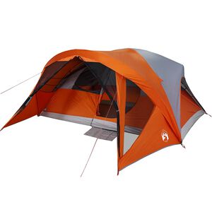 vidaXL Tienda de campa&ntilde;a familiar 6 personas impermeable gris naranja