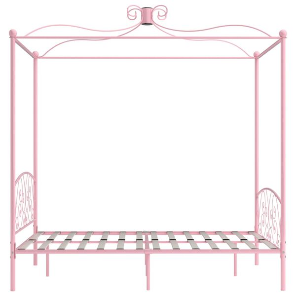 vidaXL Estructura cama con dosel sin colchón metal rosa 140x200 cm
