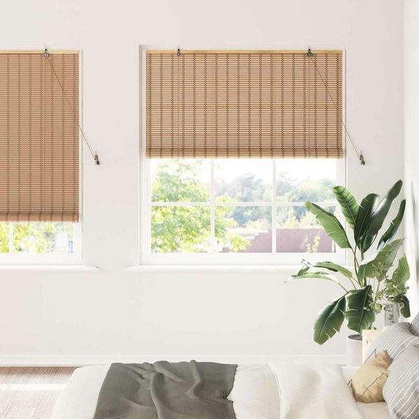 vidaXL Estor enrollable con cortinas Naturaleza 140 x 220 cm Bamb&uacute;