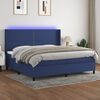 vidaXL Cama box spring colch&oacute;n y luces LED tela azul 200x200 cm