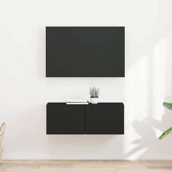 vidaXL Mueble de TV Montado en la Pared 2 pcs Negro 60 x 31 x 29.5 cm
