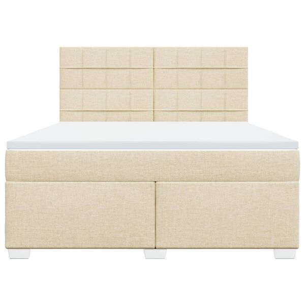 vidaXL Cama box spring con colch&oacute;n tela color crema 180x200 cm