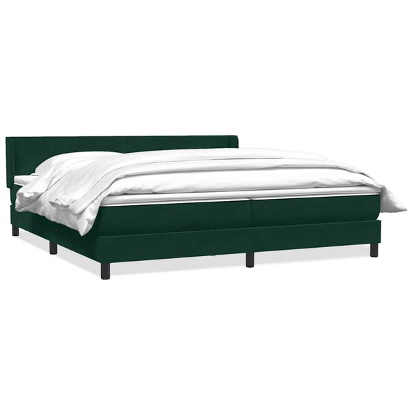 vidaXL Cama box spring con colch&oacute;n terciopelo verde oscuro 200x210 cm