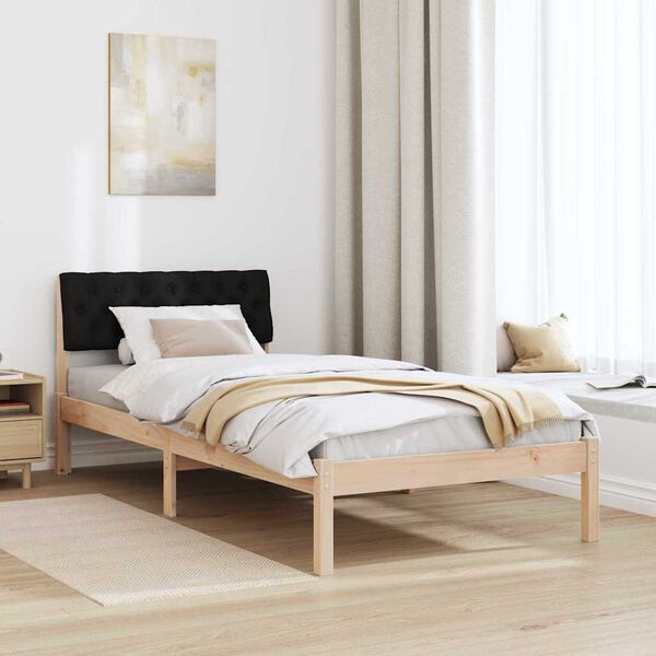 vidaXL Estructura de cama con cabecera Marr&oacute;n y negro 90 x 190 cm