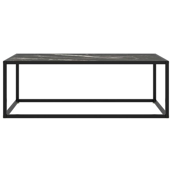 vidaXL Mesa de centro negra con vidrio de m&aacute;rmol negro 100x50x35 cm