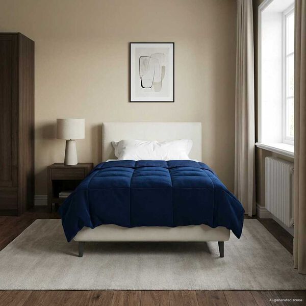 vidaXL Edred&oacute;n de Invierno Azul Oscuro 140 x 200 cm Microfibra