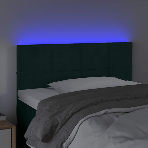 vidaXL Cabecero con LED de terciopelo verde oscuro 100x5x78/88 cm