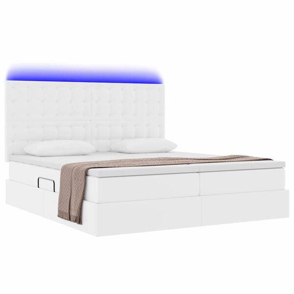 vidaXL Cama con almacenamiento y LED Puro 200 x 200 cm Cuero sint&eacute;tico