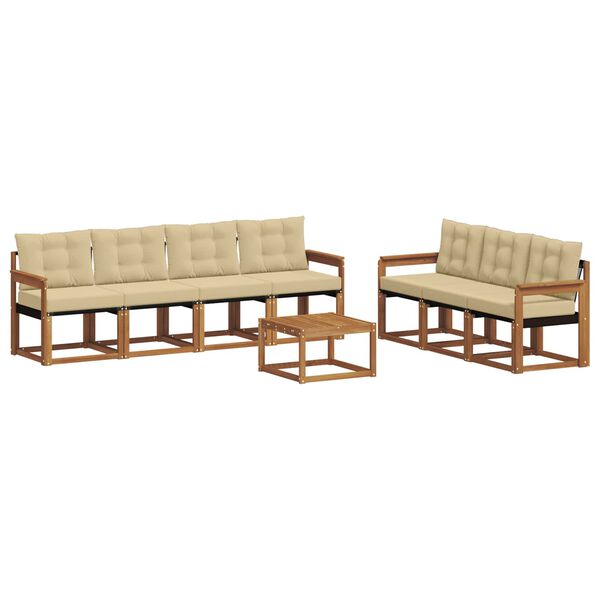 vidaXL Conjunto de sof&aacute;s de exterior con coj&iacute;n 8 pcs Natural y Beige
