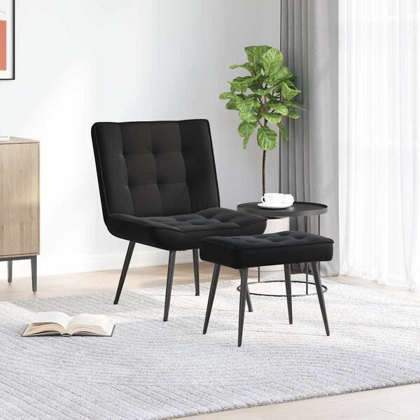 vidaXL Sill&oacute;n de relax con reposapi&eacute;s terciopelo negro