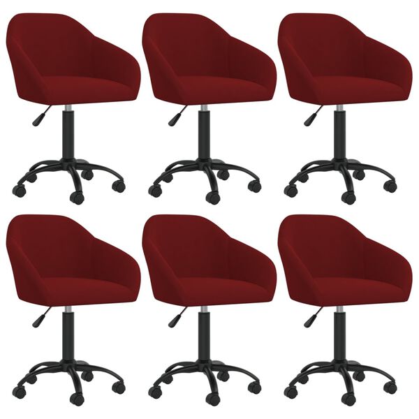 vidaXL Sillas de comedor giratorias 6 unidades terciopelo rojo tinto