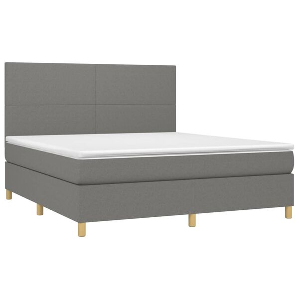vidaXL Cama box spring con colch&oacute;n tela gris oscuro 180x200 cm