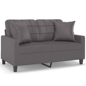 vidaXL Sof&aacute; de 2 plazas con cojines cuero sint&eacute;tico gris 120 cm