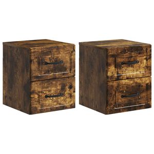vidaXL Mesita de Noche de Pared 2 pcs Roble Ahumado 34,5 x 33 x 40 cm