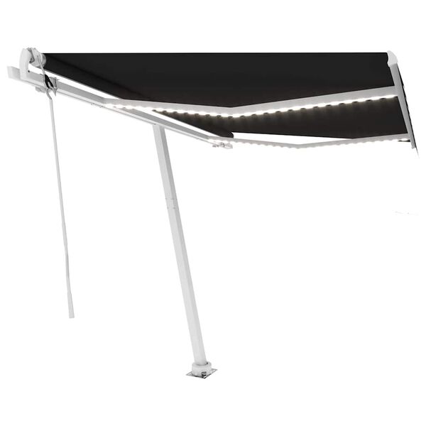 vidaXL Toldo autom&aacute;tico con LED y sensor de viento antracita 350x250cm