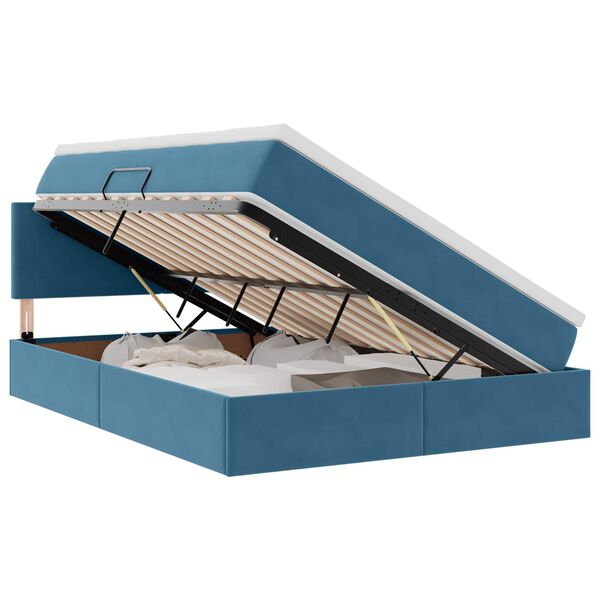 vidaXL Cama con almacenamiento y LED Azul Oscuro 140 x 190 cm