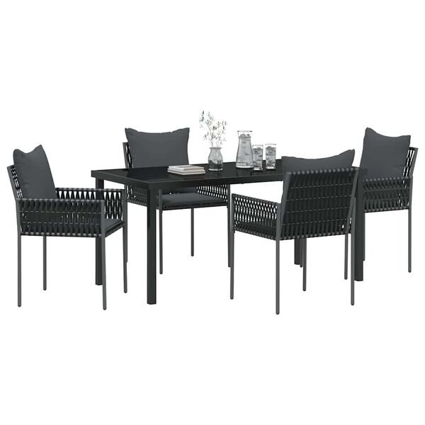 vidaXL Conjunto de Comedor de Jard&iacute;n 5 pcs Negro y Gris
