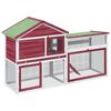 vidaXL Conejera de madera maciza de pino roja 185,5x60,5x109,5 cm