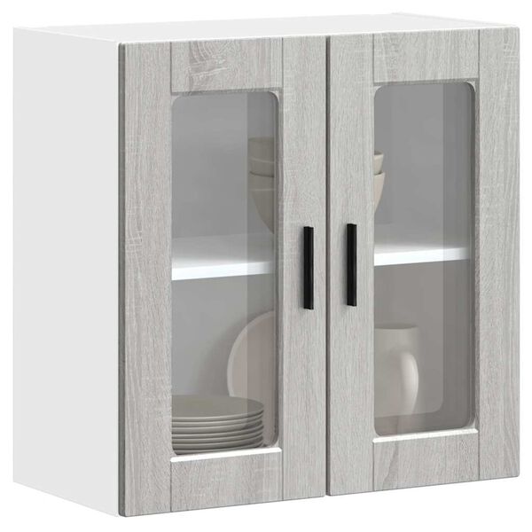 vidaXL Armario de pared para cocina puerta cristal Porto gris sonoma