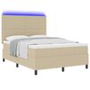 vidaXL Cama Box Spring LED Gris claro y . 140 x 200 cm Tela de Pana