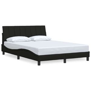 vidaXL Estructura de cama sin colch&oacute;n Hanko tela negro 140x200 cm