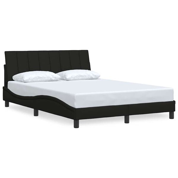 vidaXL Estructura de cama sin colch&oacute;n Hanko tela negro 140x200 cm