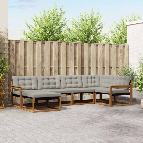 vidaXL Conjunto de sof&aacute;s de exterior 6 pcs Gris Natural y Claro