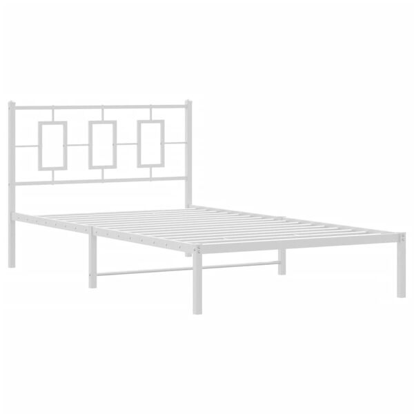 vidaXL Estructura cama sin colch&oacute;n con cabecero metal blanco 107x203cm