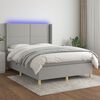 vidaXL Cama box spring colch&oacute;n y luces LED tela gris claro 140x190 cm
