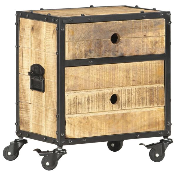 vidaXL Mesita de noche de madera de mango rugosa 40x30x50 cm