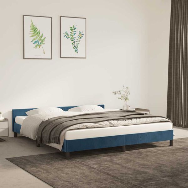 vidaXL Estructura de cama sin colch&oacute;n terciopelo azul oscuro 180x200cm