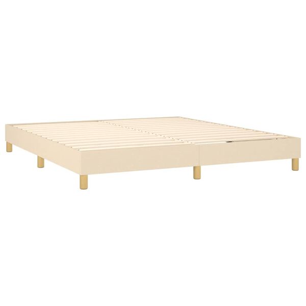 vidaXL Cama box spring con colch&oacute;n tela color crema 160x200 cm