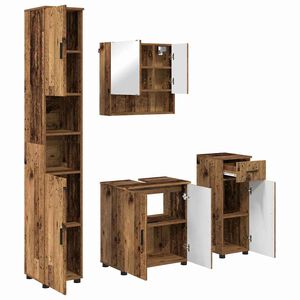 vidaXL Juego de muebles de ba&ntilde;o 4 uds. Madera Vieja 61 x 35 x 64 cm