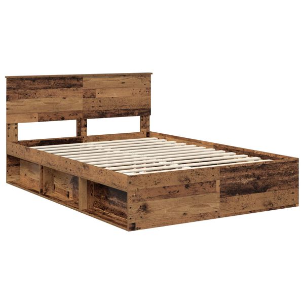 vidaXL Estructura de cama con cabecera Madera vieja 150 x 200 cm