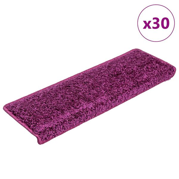 vidaXL Alfombrillas para escaleras 30 unidades 65x21x4 cm violeta borde rectangular