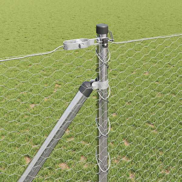 vidaXL Poste de Valla Plateado 10 x 1,2 m (malla de 25 mm) Acero