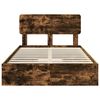 vidaXL Cama con almacenamiento con cabecera Roble ahumado 135 x 190 cm